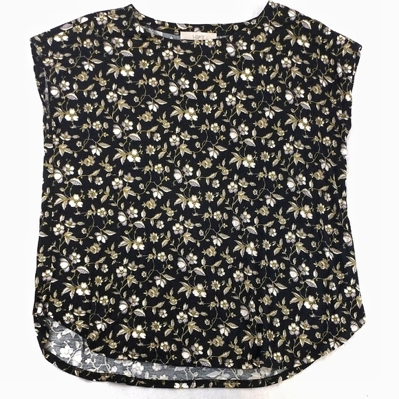 LOFT YELLOW AND BLACK FLOURAL TOP - Picture 2 of 5